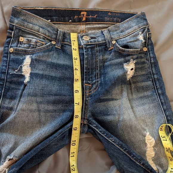 7 For All Mankind 24 The Ankle Skinny Distressed 7FAM Women's Designer Jeans - Picture 15 of 16